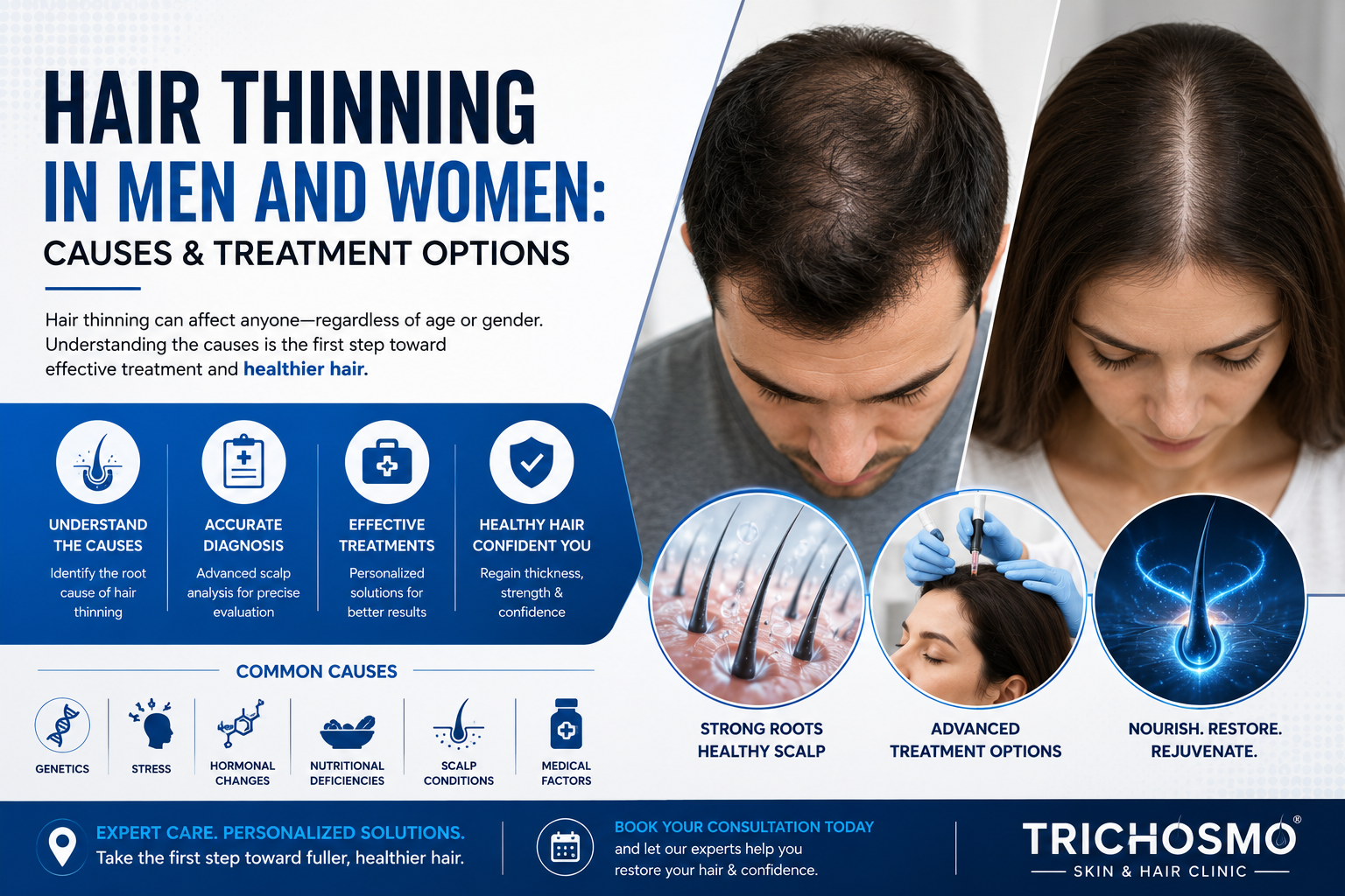 Hair Thinning in Men and Women: Causes & Treatment Options